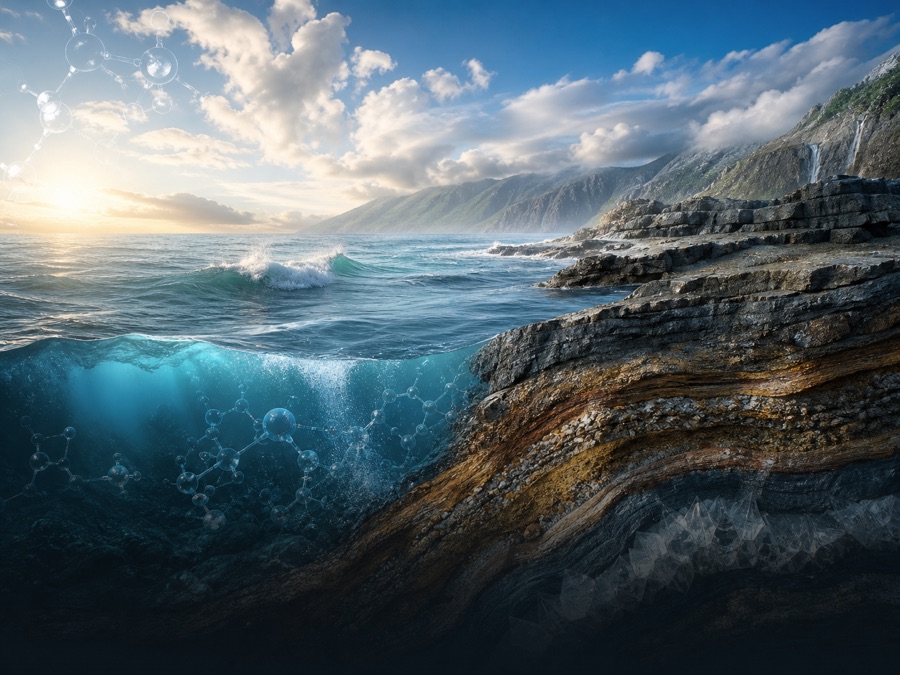 Ocean, atmosphere, and rock chemistry visual