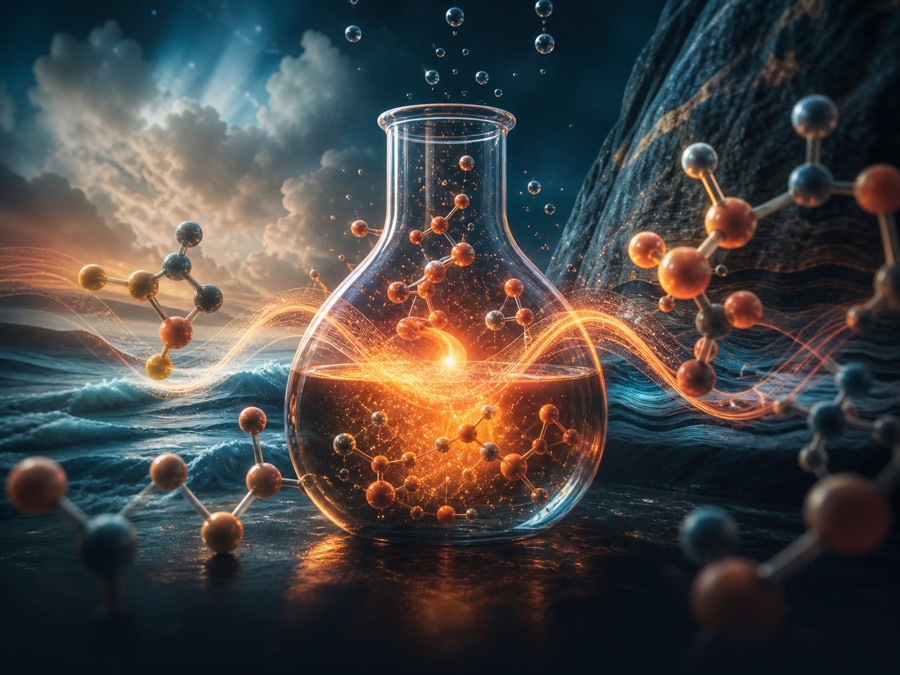 Abstract chemical reaction and energy visual